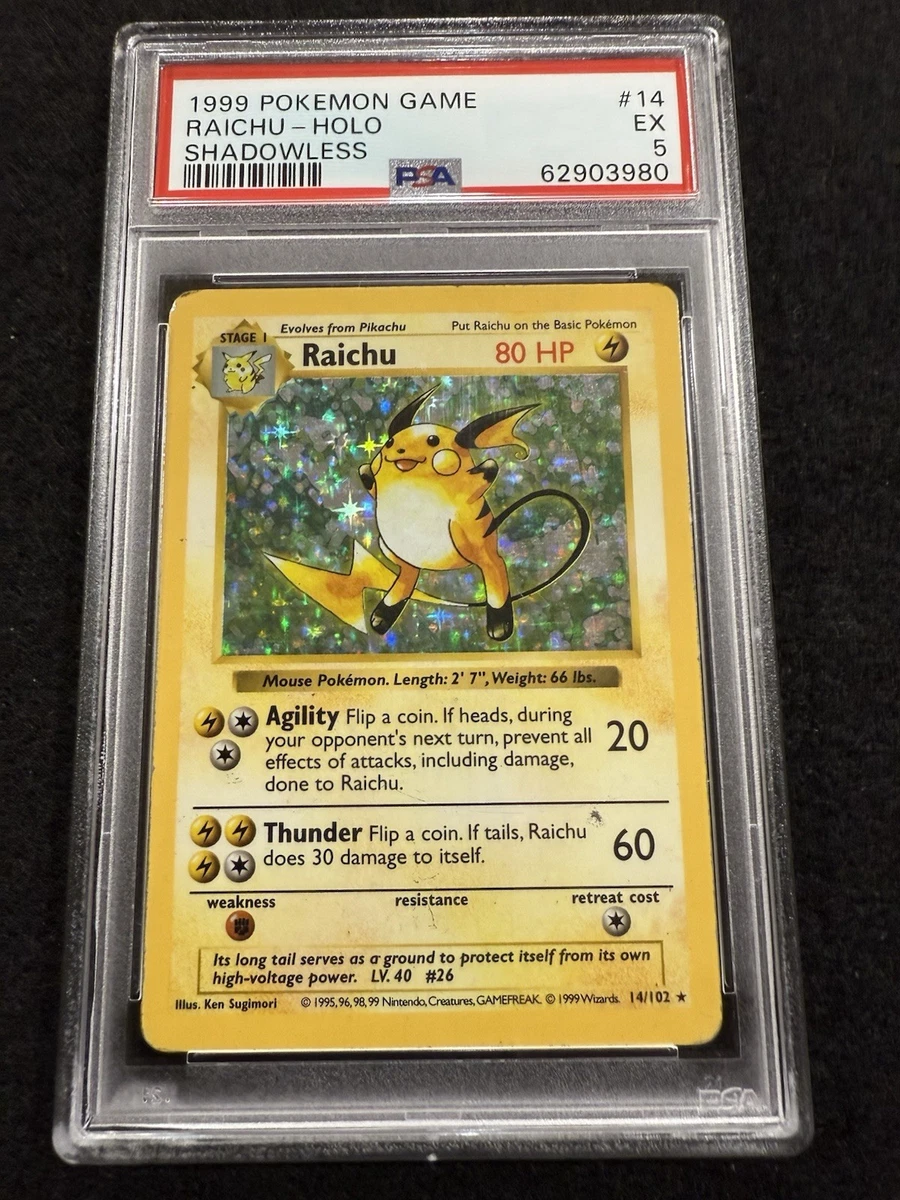 Raichu Pokémon TCG Shadowless Individual Collectible Card Game