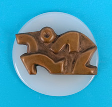 UMBERTO MASTROIANNI - SCULTURA "TRENO"- BRONZO E VETRO DI MURANO - DIAMETRO=8-CM