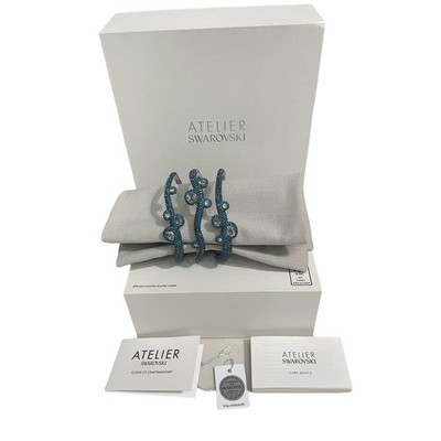 Swarovski Tigris cuff Mixed cuts, Water droplets, size M Blue, Palladium plated