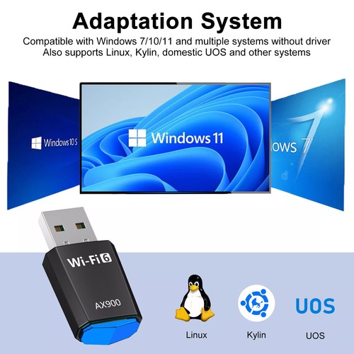 900Mbps 2.4/5Ghz WiFi 6 USB Receiver For Win For Kirin Plug and Play Easy To use - Photo 7/11