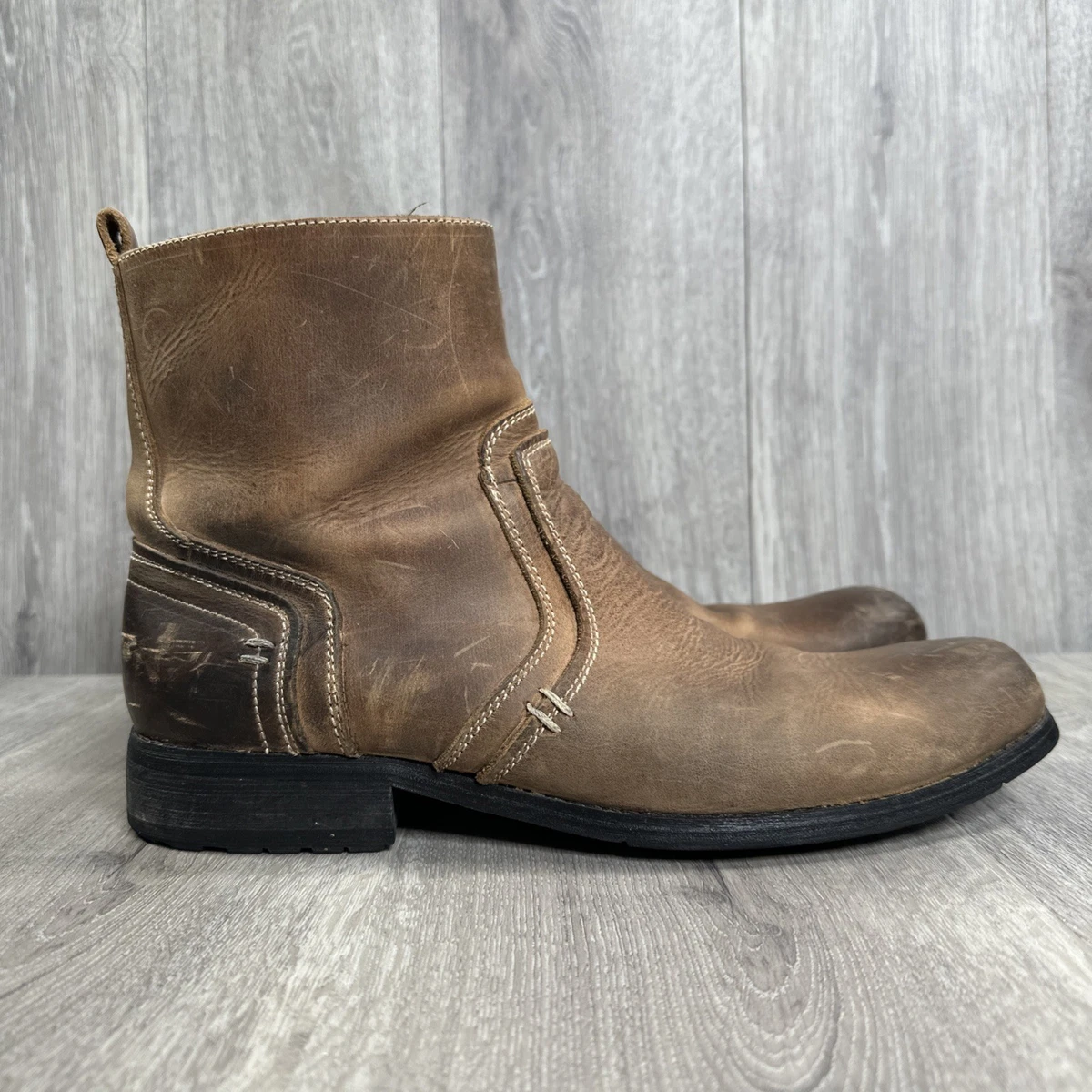 Bed Stu Revolution Men’s Brown Leather Western Ankle Boots Size 8.5 Roan by Bed Stu Men main image 3