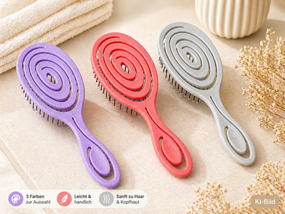 Chiara Ambra Detangle Entwirr Haarbürste Anti Ziepen Spiral Wet Brush Vegan ROSA