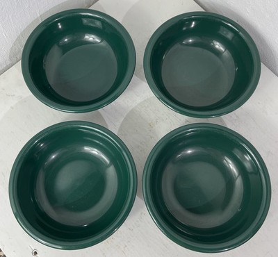 Vintage Crown Corning Japan Stoneware Cereal/Soup Bowls Green 6.75  Set Of 4