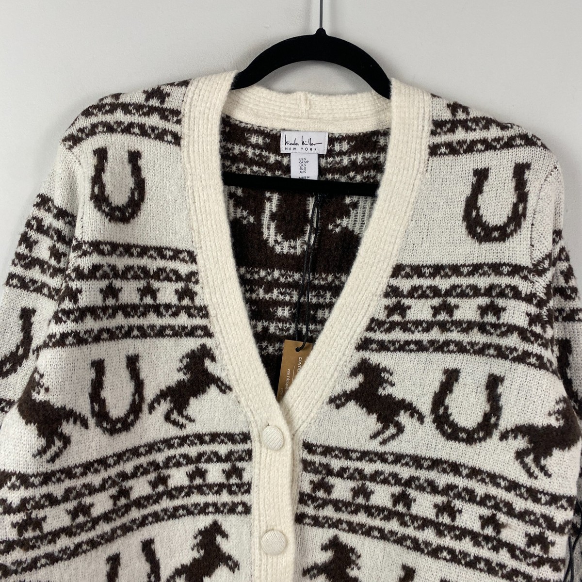 Nicole Miller Equestrian Horse Cardigan Womens Small Southwestern
