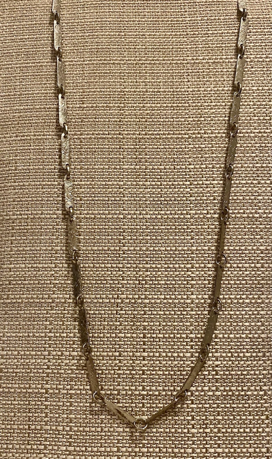 Silver Tone Textured Rectangle Panel Link Chain N… - image 7