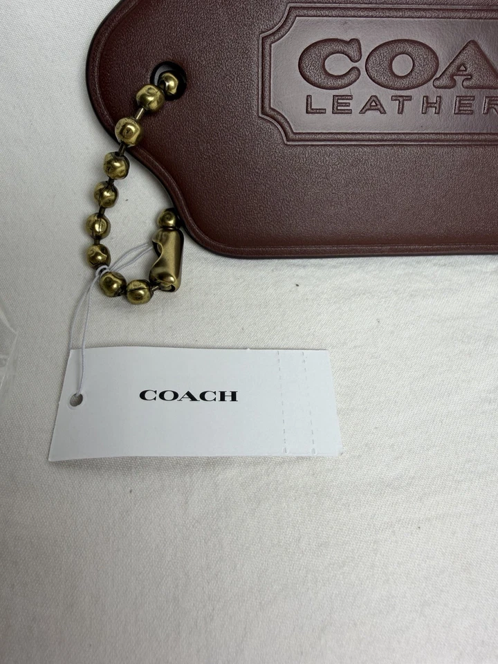 Cartera COACH XL Grande Marrón Etiqueta Colgante Dije Cuero Nueva con Etiquetas Cadena de Latón Foto 4 de 4