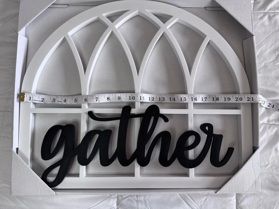 New Gather Cursive Wall Cutout Sign Wall Hanging Decor Farmhouse 17.5 X 21 Wood - Image 2 of 4