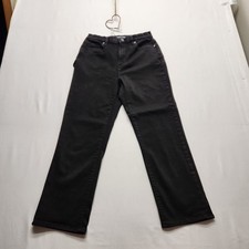    Lands' End Black High Rise Wide Leg Jeans Petite 8 Preppy Gothic Streetwear