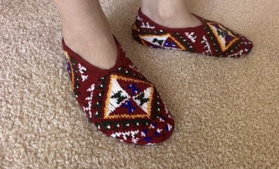 Handmade Knit Wool Patik Slippers Traditional Ethnic Turkish Socks Stretchable