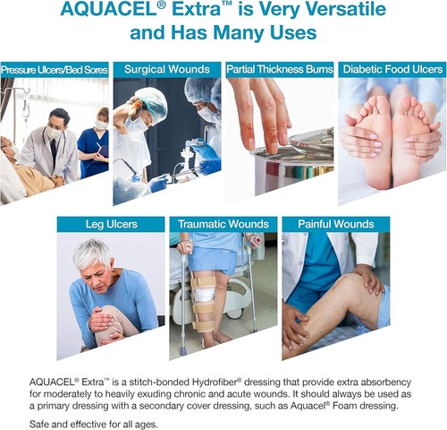 AQUACEL Extra Hydrofiber Two-Dimensional 6"x6" Dressing, Soft Absorbent Non-W... - Picture 6 of 7