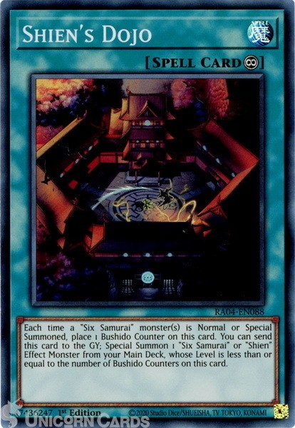RA04-EN088 Shien's Dojo : Super Rare 1st Edition Mint YuGiOh Card