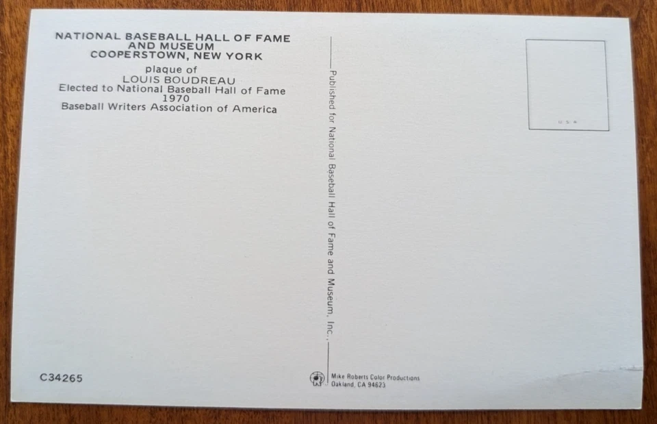 Lou Boudreau Autographed Hall of Fame Postcard - Yellow.  Deceased 2001 - Image 2 of 2