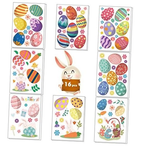 16 Sheets Easter Egg Stickers Easter Egg Decoration Sticker, Easters Stickers
