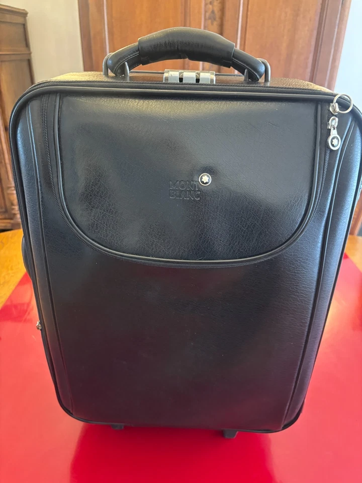 Authentique vintage Superbe valise cabine Mont-Blanc Vintage en cuir véritable - Photo 2/4