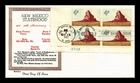 US COVER NEW MEXICO STATEHOOD 50TH ANNIVERSARY FDC PLATE BLOCK RAINBOW CACHET