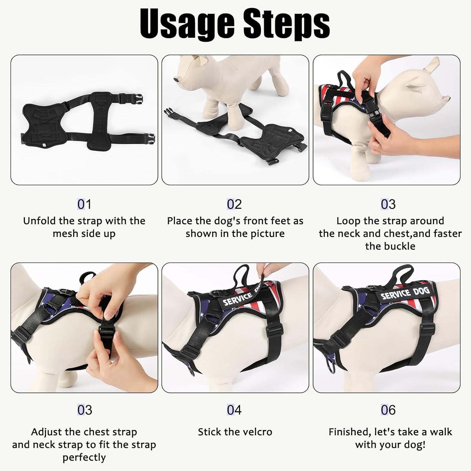 Demigreat Service Dog Harness, Reflective Vest Small (Pack of 1), USFLAG 