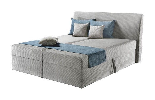 Boxspringbett 180X200 Doppelbett Schlafzimmerbett Kopfteil Bettkasten Cord Grau-image