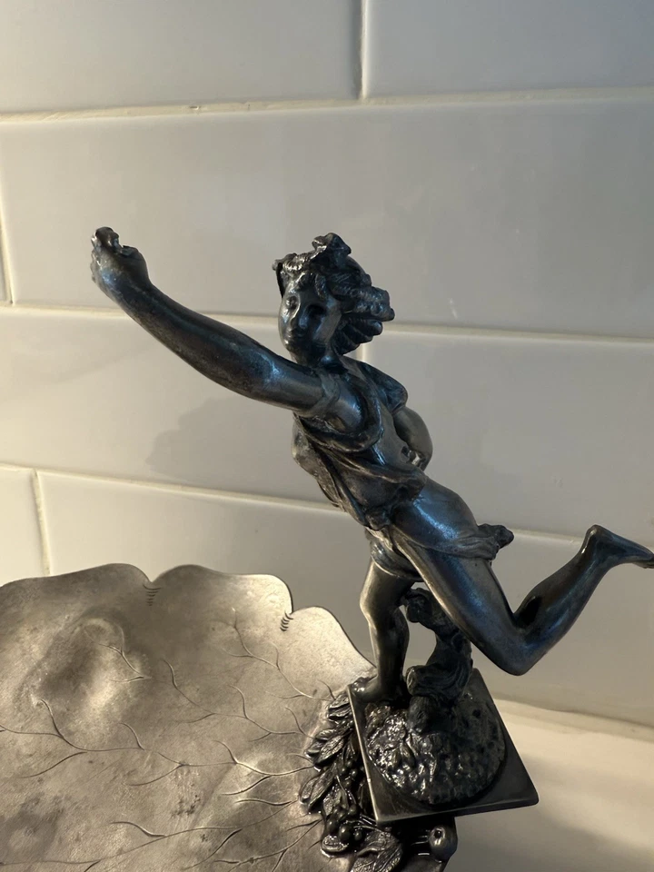 Meriden Calling Card Tray with Mercury Bird Ring Figural Quadruple Silverplate - Image 3 of 4