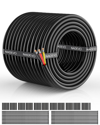 NAOEVO 18 Gauge Wire 3 Conductor Electrical Wire, 18 AWG Stranded PVC Cord, 12V