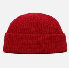 New Mini Short Fisherman Beanie Hat Winter Warm Knitted Ribbed Docker Skull Cap