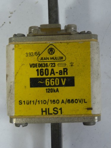 Jean Muller HLS1 Fuse S1Uf1/110/160A/660V/L 160A-aR 660V USED - Picture 3 of 3