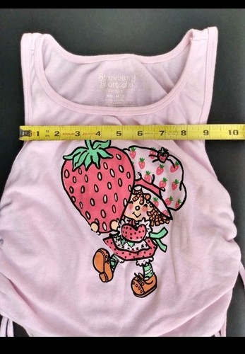 Strawberry Shortcake Girls Sleeveless Top with Ruched Side w/Ties, Pink Size Med - Picture 6 of 7