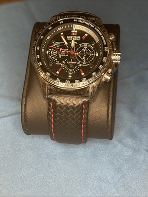 MEGIR Chronograph Men s Watch Black And Red Band Needs Battery