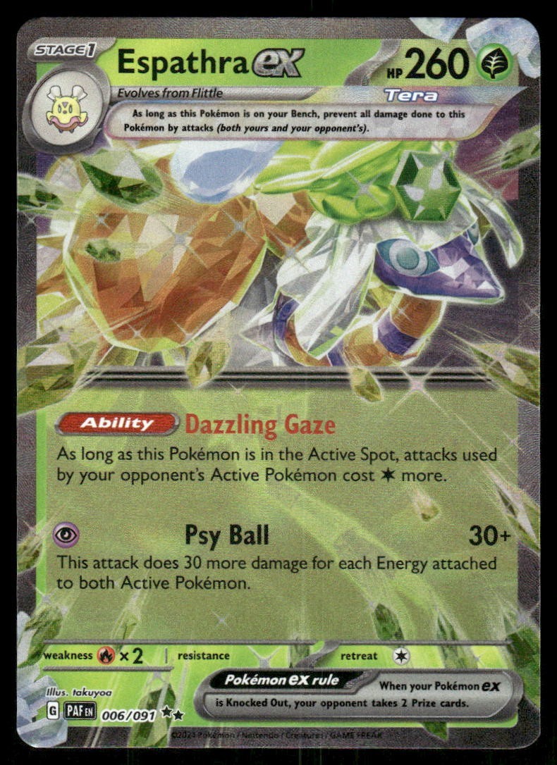 Pokemon Tcg Espathra ex 006/091 Sv: Paldean Fates Holo NM