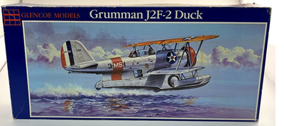 Vintage Glencoe Grumman J2F-2 Duck Amphibious Plane, Plastic Model Kit
