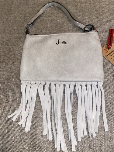 Justin Convertible Shoulder Bag Wristlet Leather Fringe Embossed Tooled 8.5x5.75 - Picture 7 of 13