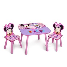 3 Piece Set 2 Chairs Included Minnie Mouse Kids Table and Chairs,Ideal for Art..