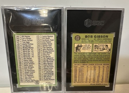 Topps Bob Gibson 1967 #210 SGC 4 y #103 lista de verificación Mickey Mantle SGC 2,5 - Imagen 4 de 6
