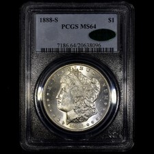 1888-S MORGAN SILVER DOLLAR ✪ PCGS MS-64 CAC ✪ $1 COIN UNC BU 096 ◢TRUSTED◣
