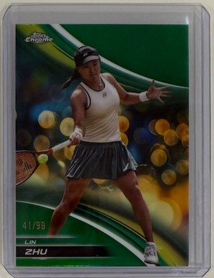 2025 Topps Chrome Tennis #129 Lin Zhu Green Refractor /99