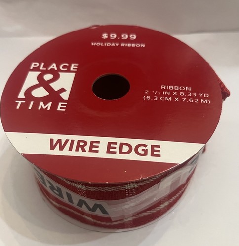 2.5” x 25ft Wired Ribbon. Red And White Or Wine. Christmas, Valentine, Wedding - Picture 3 of 3