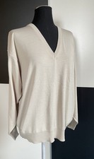 NEU Breidhof Feinstrick V - Pullover 50% Merino Wolle Sand Beige Gr 56 Unisex