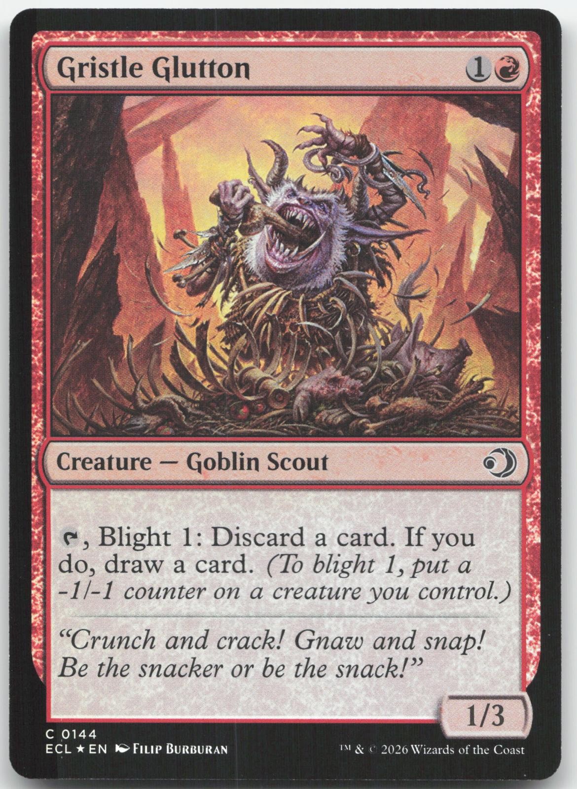 Gristle Glutton 144 Common Lorwyn Eclipsed DBS Foil Near Mint