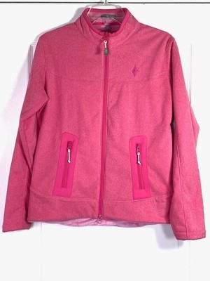 PETER MILLAR Warmth Pink Osito Fleece Fuzzy Front Zip Pocket Jacket M = 8/10 GUC