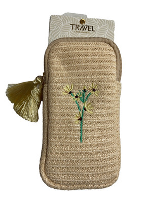 EVOLUTION EYES TRAVEL DOUBLE EYEGLASS CASE 7 X 3 FLOWERS STRAW NWT