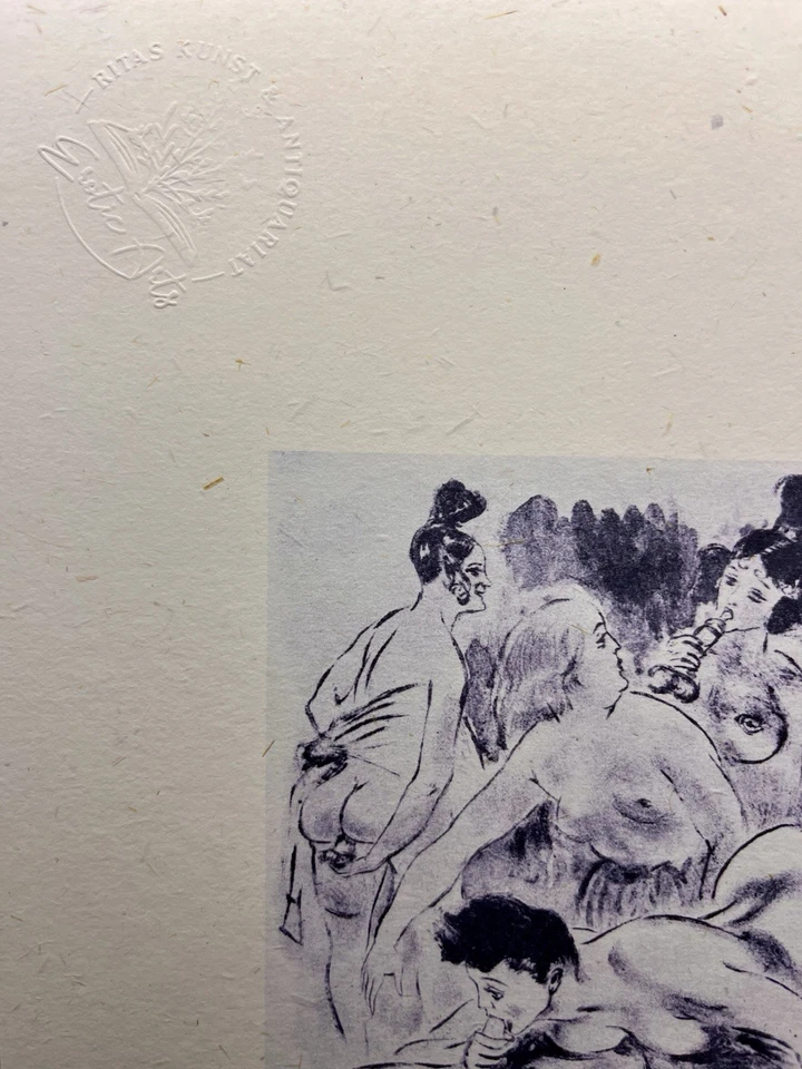 Erotic Artprint Kohlezeichnung LesbianOrgie -Berthomme zu Gamiani 2 nuits d‘exes - Bild 2 von 2