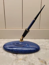 Vtg 1920s Parker Desk Set | Lapis Blue Type III Base | Duofold Jr. Fountain Pen