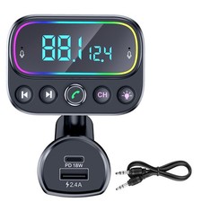 Bluetooth Car Wireless FM Transmitter Adapter 3 USB PD Charger AUX Hands-Free