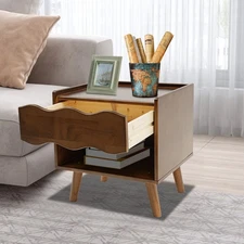 Wooden Bedside End Table Storage Cabinet Side Table with 1 Drawer 43*40*49cm NEW