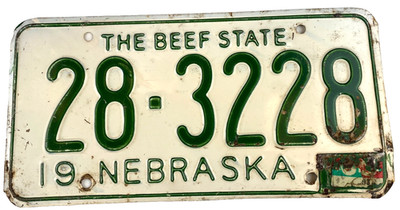 Vintage Nebraska 1962 Auto License Plate 28-3228 Man Cave Hamilton Co Pub Decor