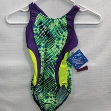 NWT MOTIONWEAR Green, Black  Purple Abstract Pattern Wide Straps Childs Large