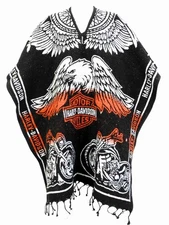 Authentic Harley Davidson Woven Poncho, Unisex One Size Poncho made in Mexico