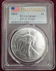 2026 $1 American Silver Eagle FS PCGS MS69 American Flag Label