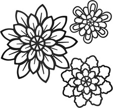 Moxweyeni 3 Pieces Metal Flowers Wall Decoration, Rustic Art Black