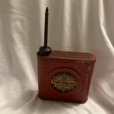 Vintage Valvespout Oil Can rectangle red Quaker state 