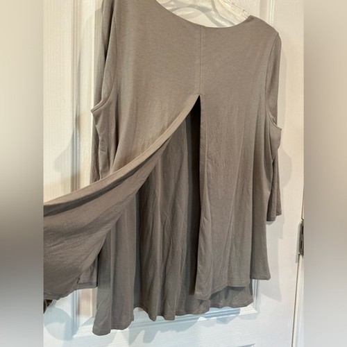 J Jill Pure Jill Elliptical Layered Top Grey L Casual Lightweight Cotton Blend - 第 4/6 張圖片
